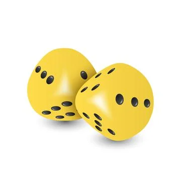 Vector 3d Realistic Yellow Game Dice with Black Dots Set Closeup Isolated on Stock Illustration