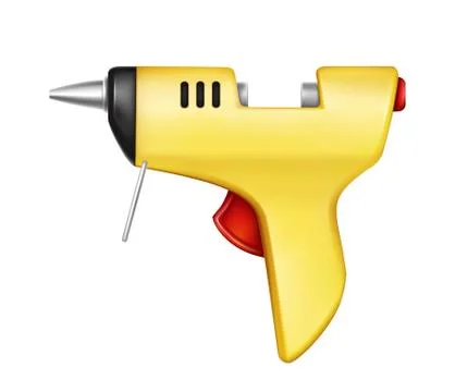 Vector 3d realistic yellow glue gun Ilustración de archivo