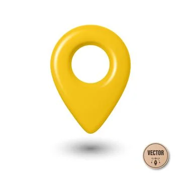 Vector 3d Realistic Yellow Map Pin Icon. Location Marker with Hole. Map Pin Illustrazione stock