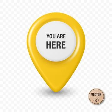 Vector 3d Realistic Yellow Map Pin Icon. Location Marker. Map Pin Symbol, Map 스톡 일러스트