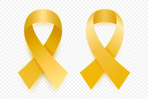 Vector 3d Realistic Yellow Ribbon Set. Sarcoma, Bone Cancer Awareness Symbol Stock Illustration