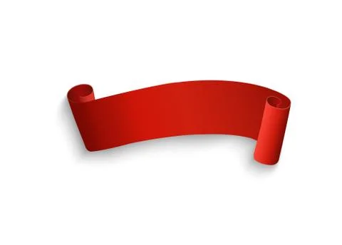 Vector 3d Red Curved Paper Banner Isolated on White Background. Easy Paste to Stock Illustration