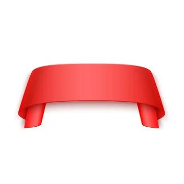Vector 3d Red Curved Paper Banner Isolated on White Background Stock Illustration