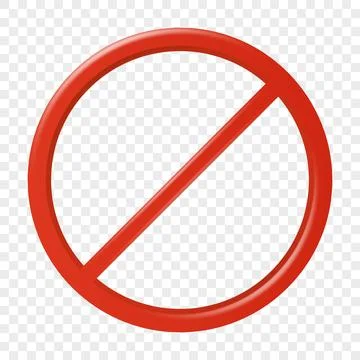 Vector 3d Red Prohibition Sign. Red Forbidden Circle with Diagonal Slash Stock Illustration