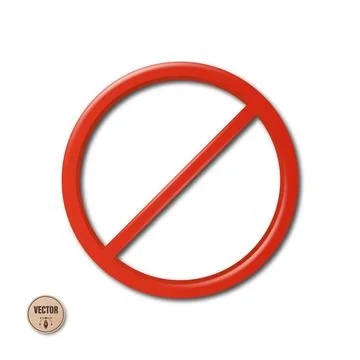 Vector 3d Red Prohibition Sign, Isolated. Red Forbidden Circle with Diagonal Stock Illustration