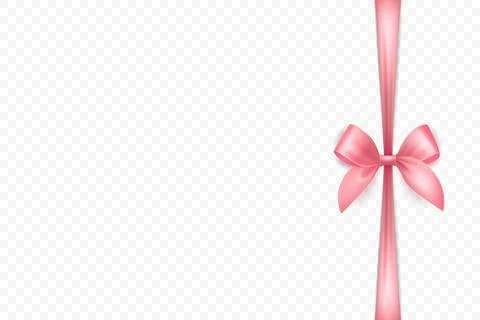 Vector 3d Ribbon with Bow for Gift Decoration and Packaging Design. Pink Ribbon イラスト素材