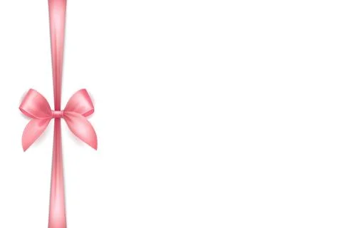 Vector 3d Ribbon with Bow for Gift Decoration and Packaging Design. Pink Ribb Stock Illustration