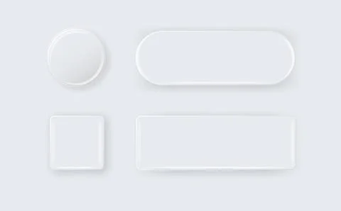 Vector 3d Round and Square White Metal, Plastic Blank Empty Button Badge Stock Illustration