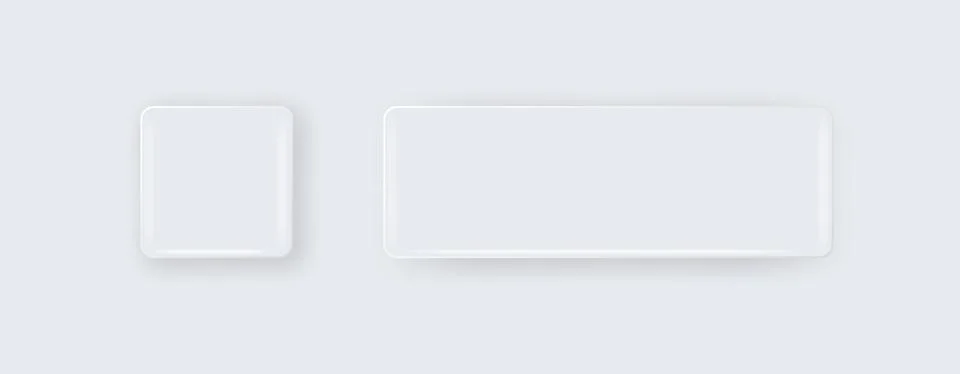 Vector 3d Round and Square White Metal, Plastic Blank Empty Button Badge Stock Illustration