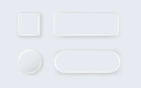 Vector 3d Round and Square White Metal, Plastic Blank Empty Button Badge Stock Illustration