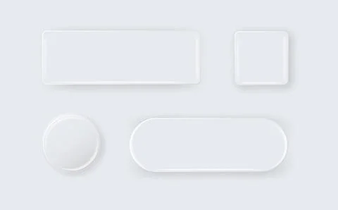 Vector 3d Round and Square White Metal, Plastic Blank Empty Button Badge Stock Illustration