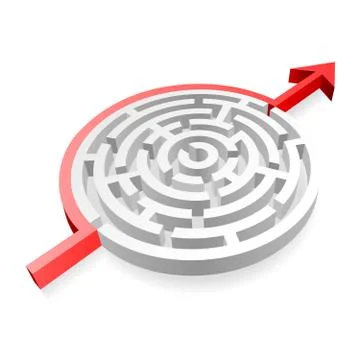 Vector 3D Round Red Maze Avoided Stock Illustration