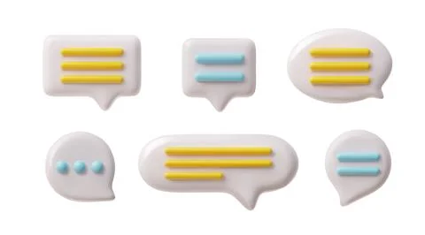 Vector 3D set icons in the form of speech bubbles for visual design of SMS Stock Illustration