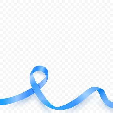 Vector 3d Silk Blue Ribbon Awareness Banner with Space for Text. Blue Ribbon Stock Illustration