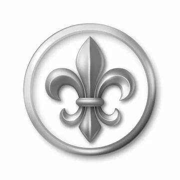 Vector 3d Silver Fleur De Lis Symbol in Round Frame. Elegant Royal Emblem Illustrazione stock