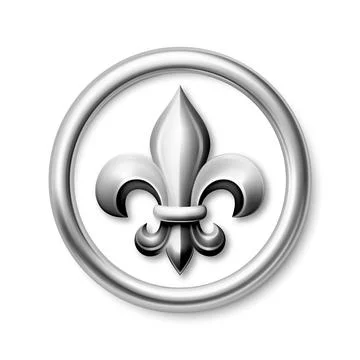 Vector 3d Silver Fleur De Lis Symbol in Round Frame. Elegant Royal Emblem. Cl Stockillustratie
