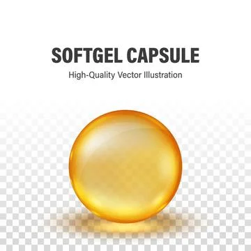 Vector 3d Softgel Yellow Capsule. Realistic Gel Capsule For Omega 3, Vitamin Stock Illustration
