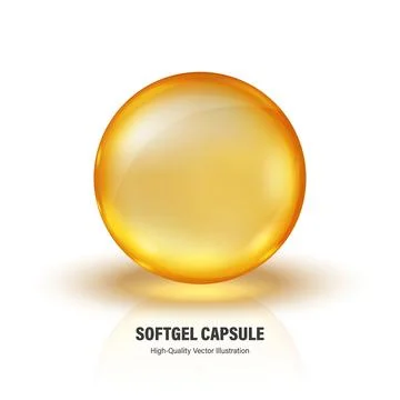 Vector 3d Softgel Yellow Capsule. Realistic Gel Capsule For Omega 3, Vitamin Stock Illustration