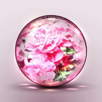 Vector 3D sphere with a pattern of flowers Stock Illustration