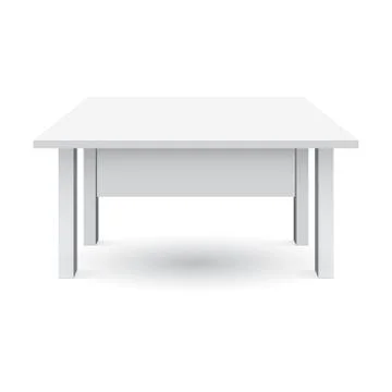 Vector 3d table for object presentation. Empty white top table isolated on wh Stock Illustration