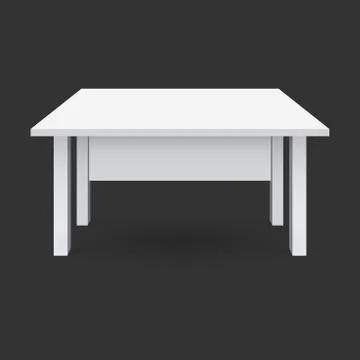 Vector 3d table for object presentation. Empty white top table isolated on bl Illustrazione stock