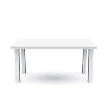 Vector 3d table for object presentation. Empty white top table isolated on wh Illustrazione stock