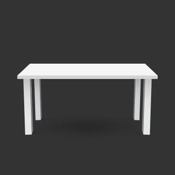 Vector 3d table for object presentation. Empty white top table isolated on bl Illustrazione stock