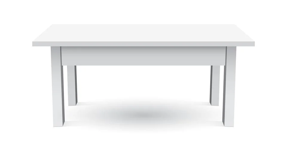 Vector 3d table for object presentation. Empty white top table isolated on wh Stock Illustration