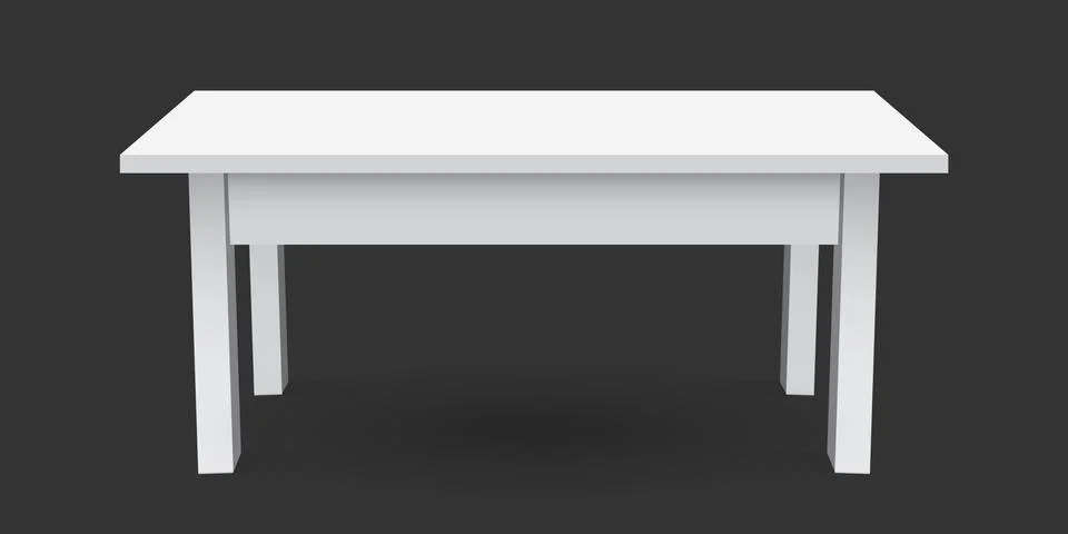 Vector 3d table for object presentation. Empty white top table isolated on bl Stock Illustration