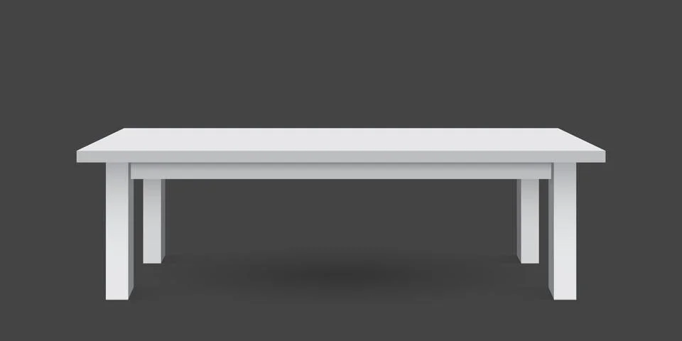 Vector 3d table for object presentation. Empty white top table isolated on bl Illustrazione stock