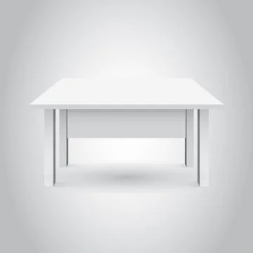 Vector 3d table for object presentation. Empty white top table isolated on gr Stock Illustration