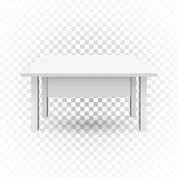 Vector 3d table for object presentation. Empty white top table on isolated ba Stock Illustration