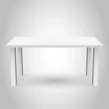 Vector 3d table for object presentation. Empty white top table isolated on gr Illustrazione stock