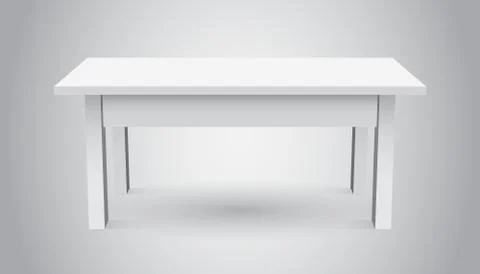Vector 3d table for object presentation. Empty white top table isolated on gr Stock Illustration