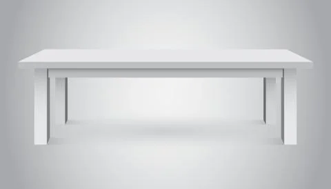 Vector 3d table for object presentation. Empty white top table isolated on gr Stock Illustration