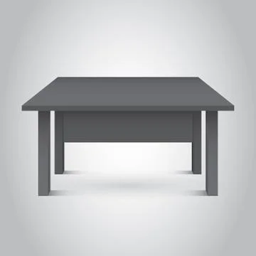 Vector 3d table for object presentation. Empty dark top table on grey backgro Illustrazione stock