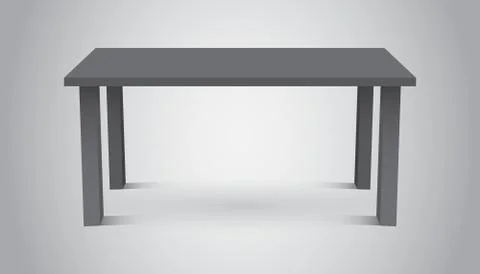 Vector 3d table for object presentation. Empty dark top table on gray backgro Stock Illustration