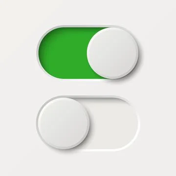Vector 3d Toggle Switch Set. On and Off UI Toggle Buttons Isolated. Green Active イラスト素材