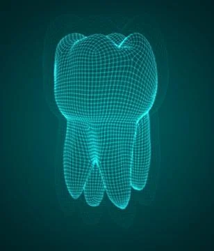 Vector 3d tooth for dental medicine. on a blue background Stock Illustration