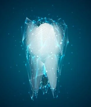 Vector 3d tooth for dental medicine. on a blue background Stock Illustration