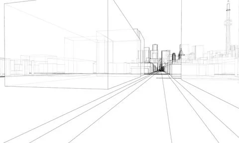 Vector 3d urban landscape. Buildings and roads Ilustración de archivo