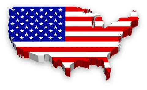 Vector 3D USA map flag Stock Illustration