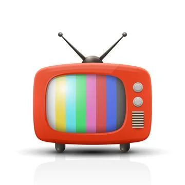 Vector 3d Vintage TV Set Icon with Test Pattern. Retro TV Icon, Design Template Ilustración de archivo