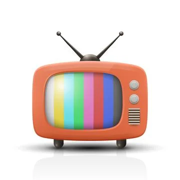 Vector 3d Vintage TV Set Icon with Test Pattern. Retro TV Icon, Design Template Stock Illustration