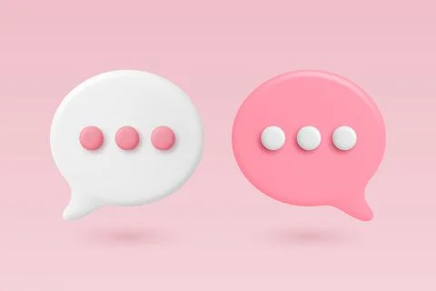 Vector 3d White and Pink Chat Bubbles. Speech Balloons with Dots. Modern Illustrazione stock