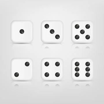 Vector 3d White Dice Set. Realistic Dice Collection. Casino Dice and Board Game Stock Illustration