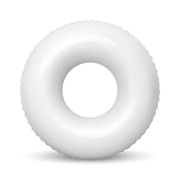 Vector 3d White Inflatable Swim Ring Isolated. Blank White Pool Float 스톡 일러스트