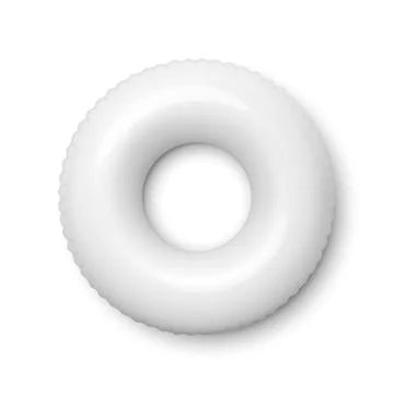 Vector 3d White Inflatable Swim Ring Isolated. Blank White Pool Float イラスト素材