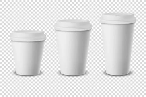 Vector 3d White Realistic Disposable Closed Paper, Plastic Coffee Cup for Drinks Illustrazione stock