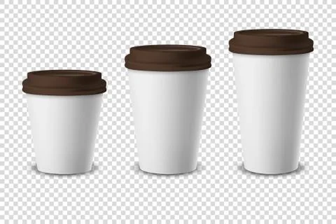 Vector 3d White Realistic Disposable Closed Paper, Plastic Coffee Cup for Drinks Illustrazione stock